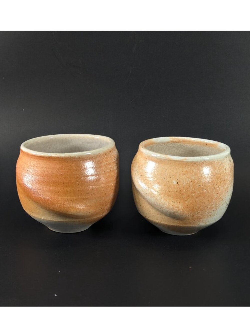 Set of 2 handmade porcelain teacups, organic wabi sabi hand made toasty glazed